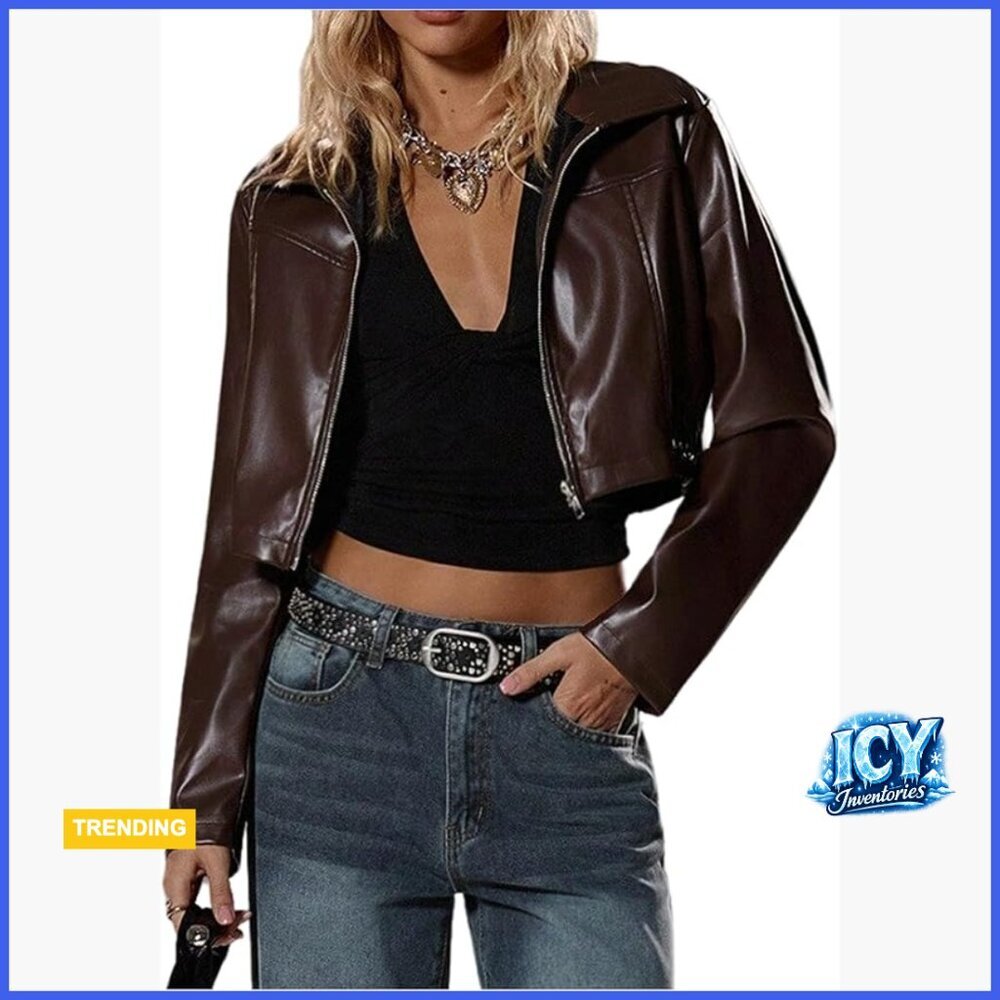 Motorcycle Leather Race Car Jacket Cropped Streetwear Lightweight